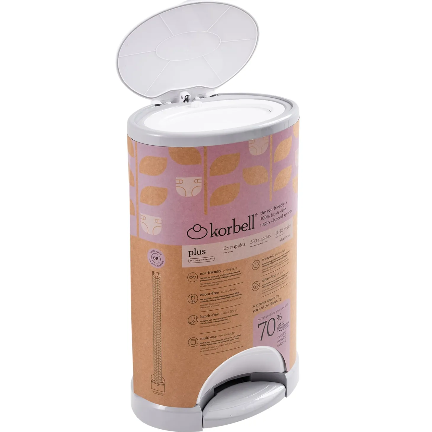 Korbell Poubelle Plus + 1 recharge Blanc 26 l