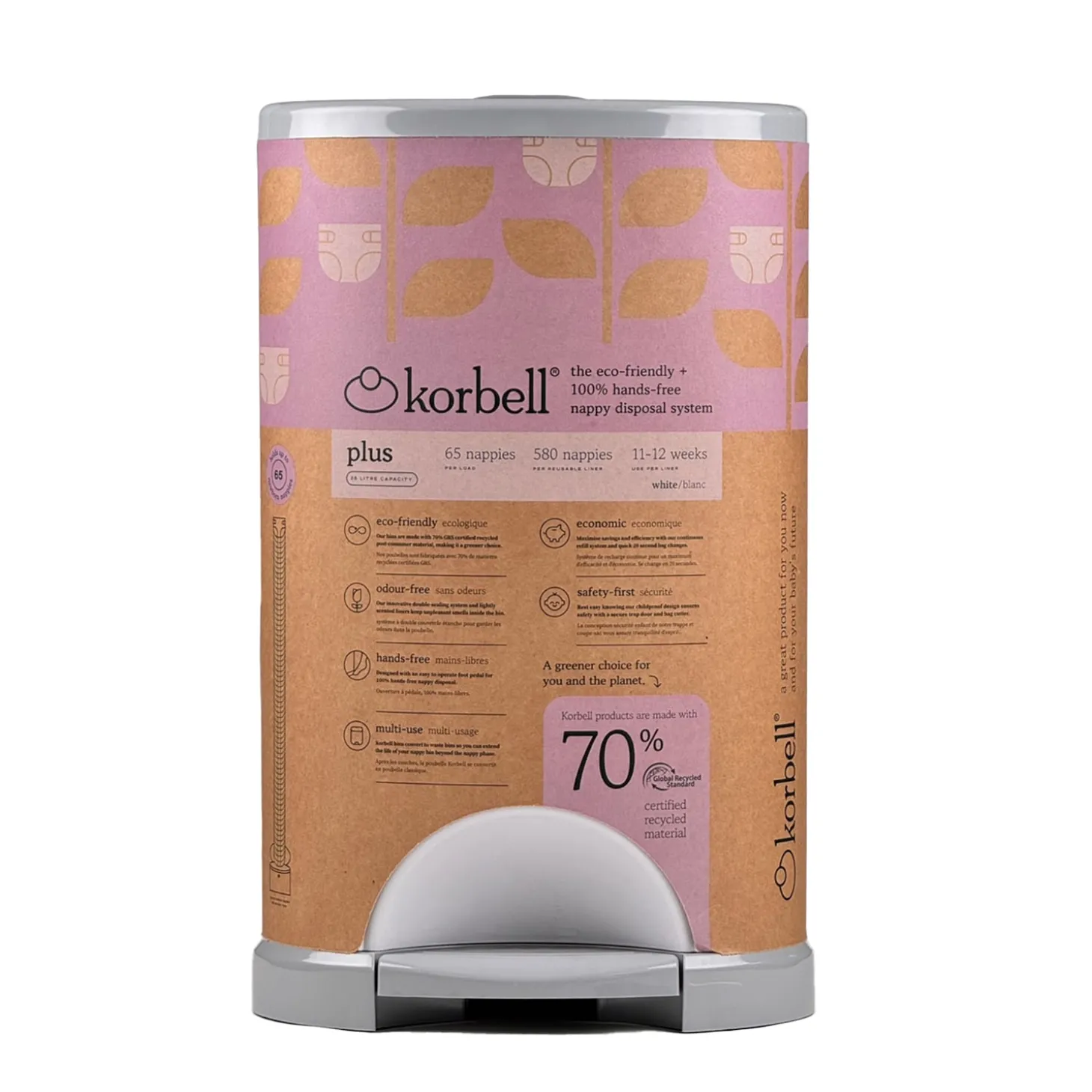 Korbell Poubelle Plus + 1 recharge Blanc 26 l