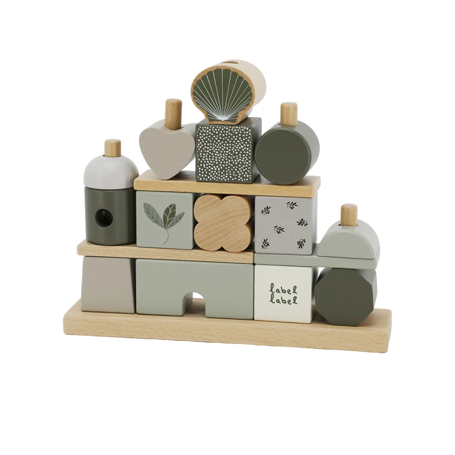 Label Label Maison cubes en bois Vert Olive