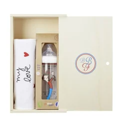 Le biberon Français Coffret biberon + bavoir My Love Papa-Bébé