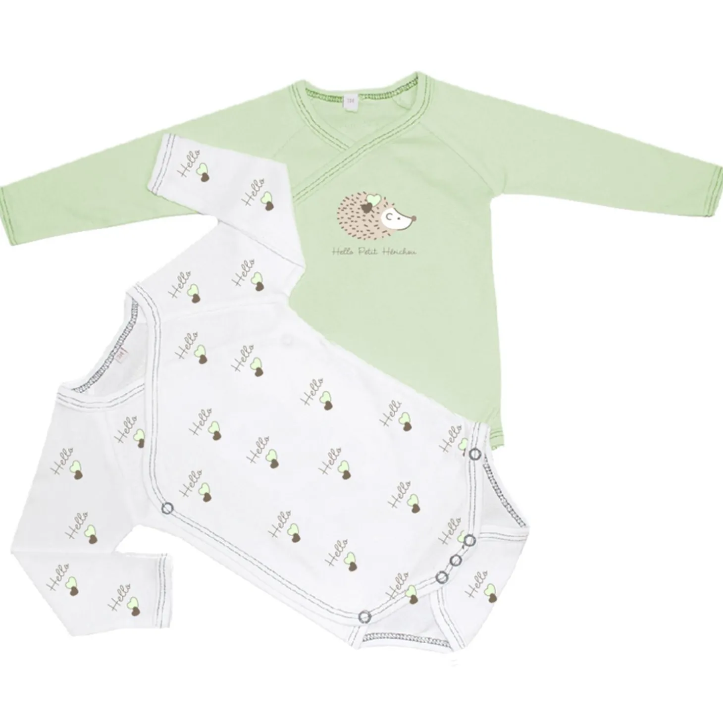 Les Chatounets Body Blanc/Vert 0 - 6 mois