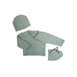 Les Chatounets                    Brassière + Bonnet et Chaussons tricot    Sauge