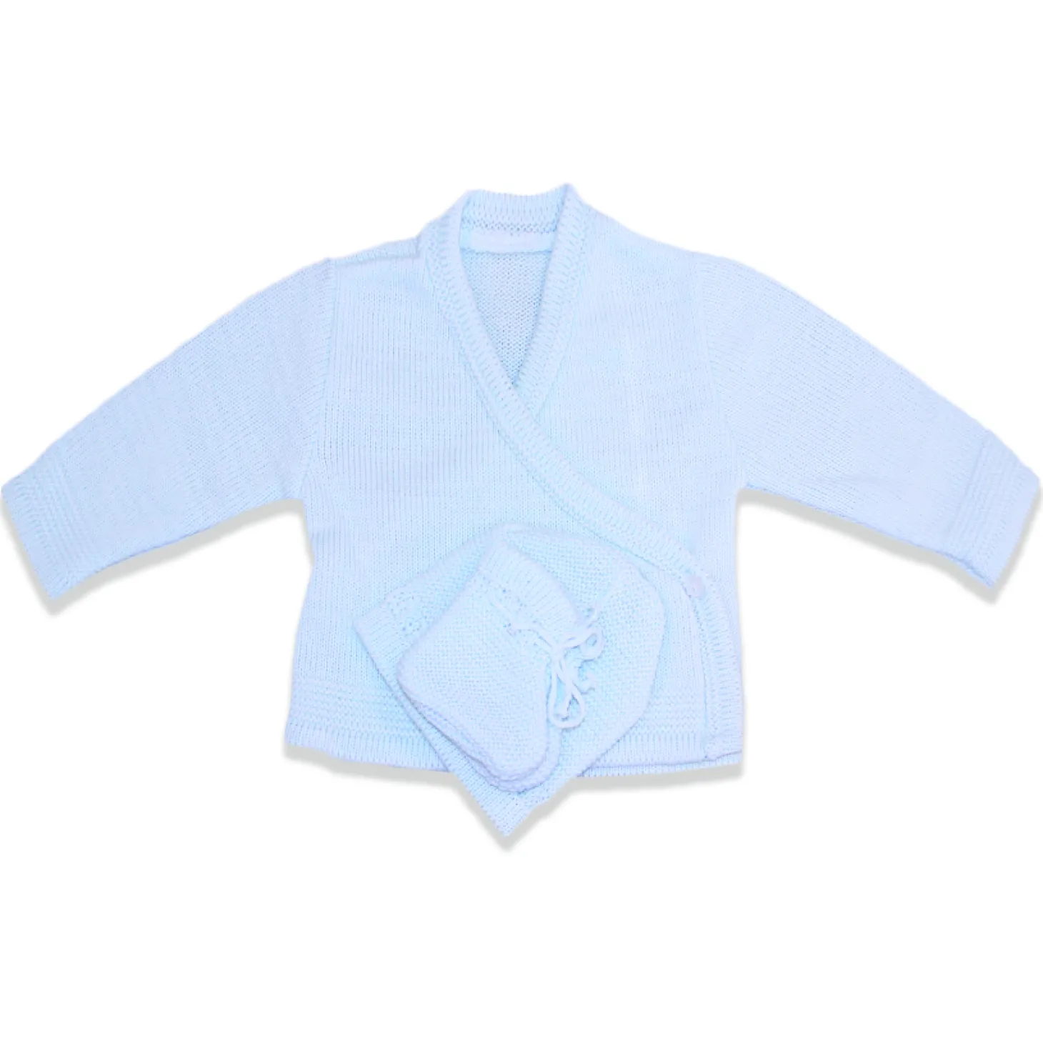 Les Chatounets Brassière + Bonnet + Chaussons Flora Ciel Naissance
