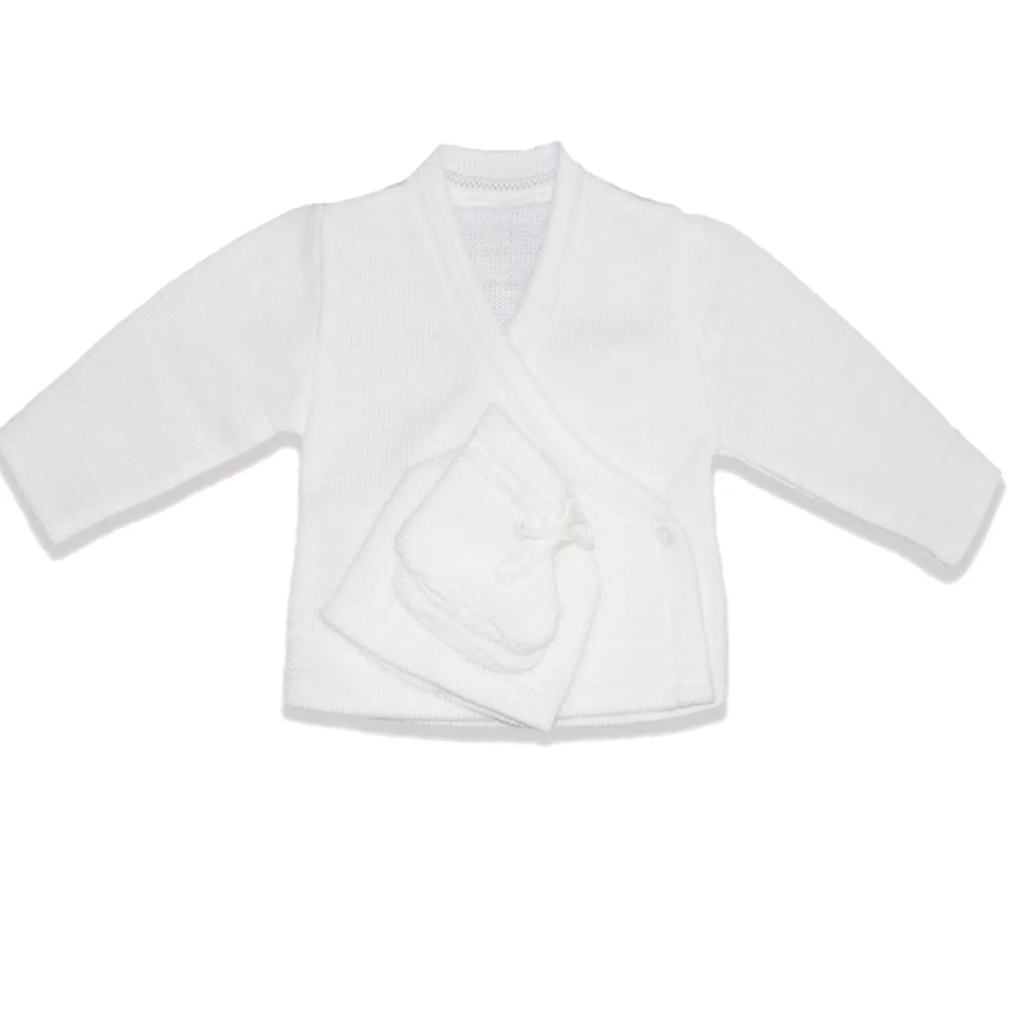 Les Chatounets Brassière + Bonnet + Chaussons Flora Blanc