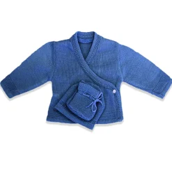 Les Chatounets                    Brassière + Bonnet + Chaussons Flora    Indigo            1 mois