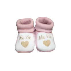 Les Chatounets                    Chaussons tricot    Vieux Rose            Naissance