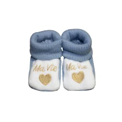 Les Chatounets                    Chaussons tricot    Bleu Jean's            Naissance