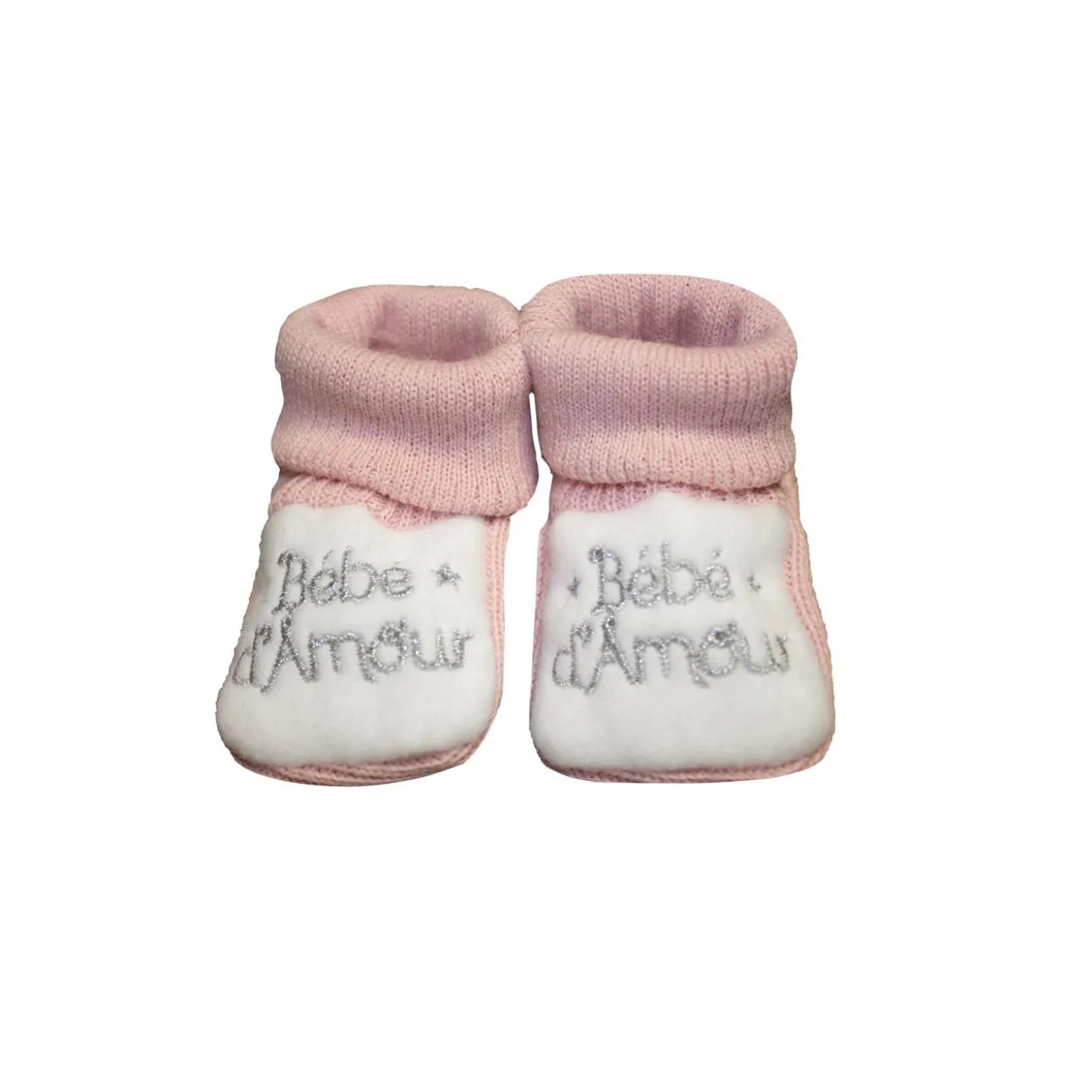 Les Chatounets Chaussons tricot Rose Naissance