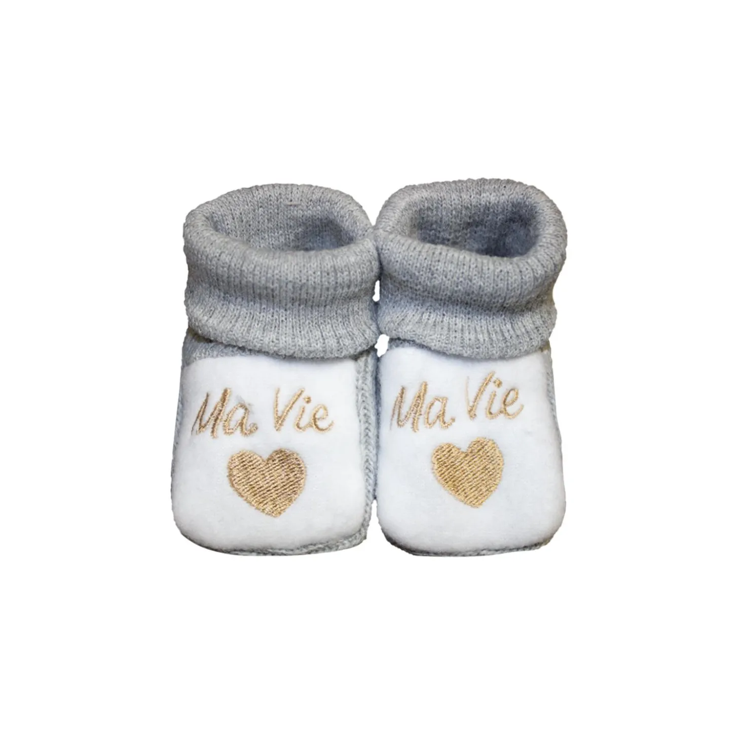 Les Chatounets Chaussons tricot Gris Naissance