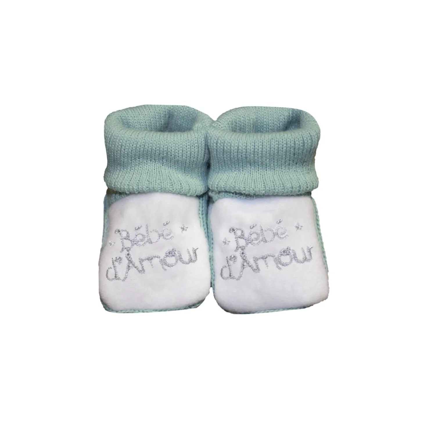 Les Chatounets Chaussons tricot Sauge Naissance