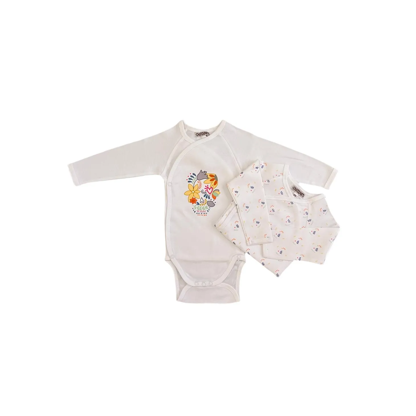 Les Chatounets Lot de 2 Bodys ML Calaveras Blanc 0 - 6 mois
