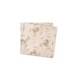 Les Chatounets                    Lot de 2 Langes All-over    Lapin Fleur Ecru/Gris/Vert            72x72 cm