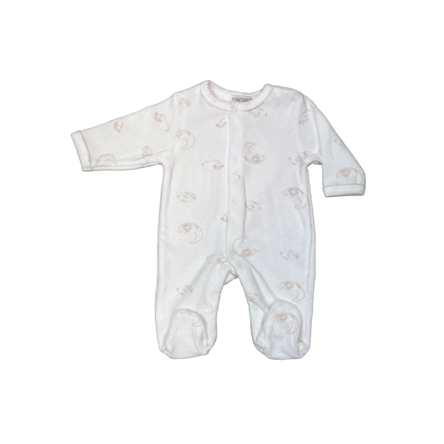 Les Chatounets Pyjama All-over Mouton Blanc/Taupe 0 mois