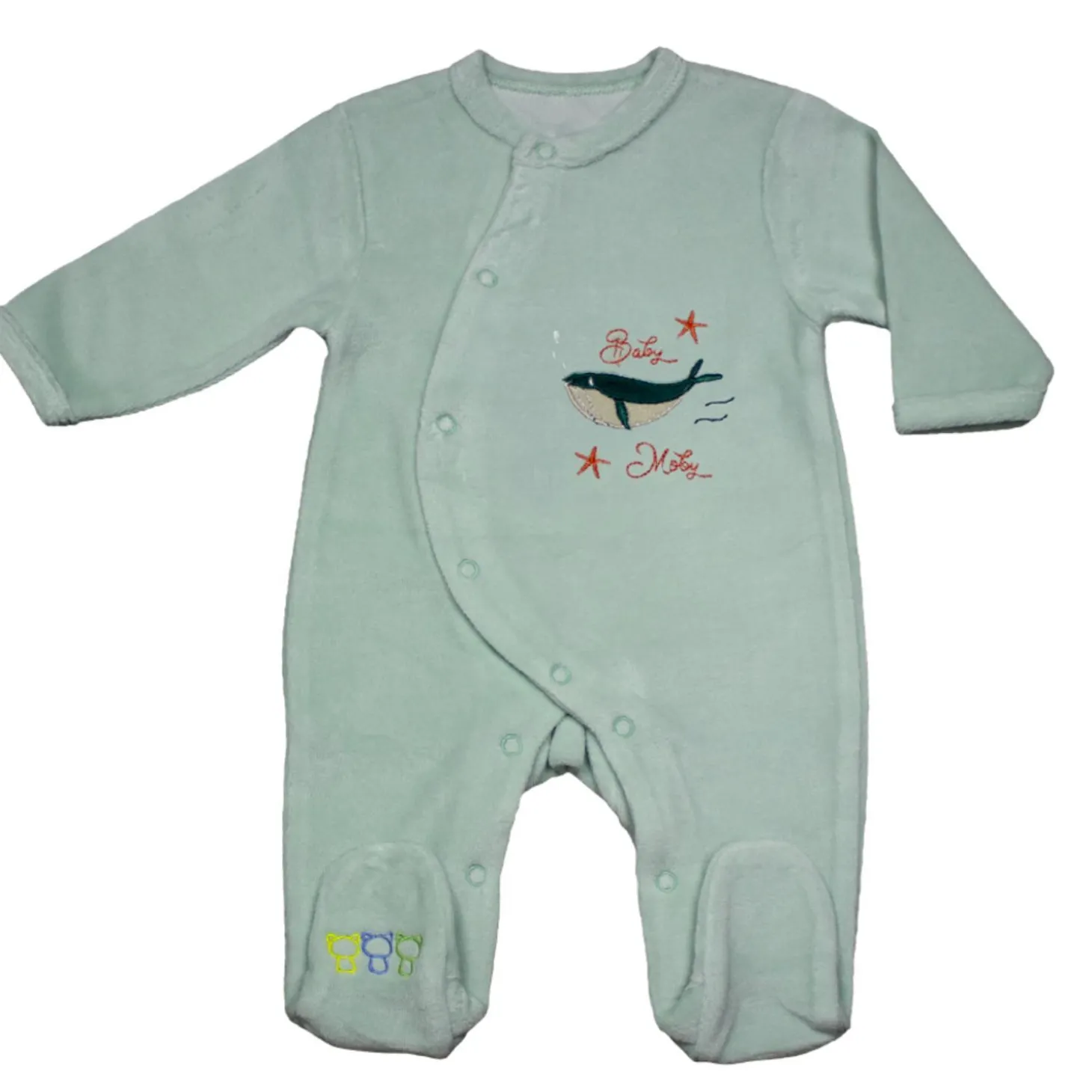 Les Chatounets Pyjama en velours Pieuve Vert 0 mois