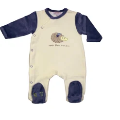 Les Chatounets                    Pyjama en velours Pieuve    Ecru/Bleu            0 mois