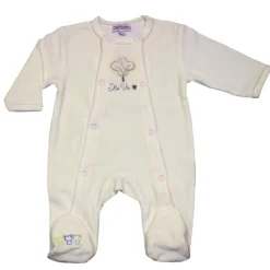 Les Chatounets                    Pyjama en velours Pieuve    Ecru