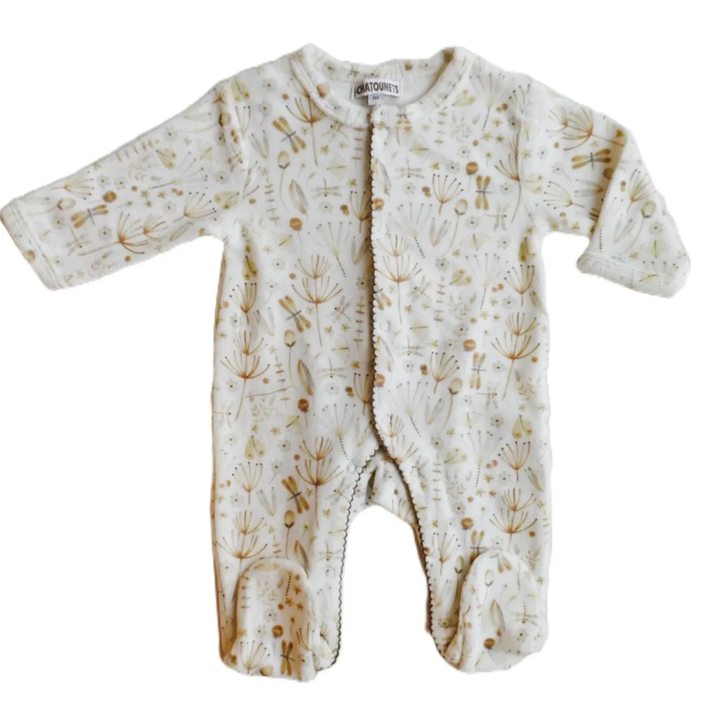 Les Chatounets Pyjama en velours Pieuve Off-White