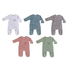 Les Chatounets Pyjama en velours Pieuve Blanc/Rose/Bleu/Vert/Gris 0-1 mois