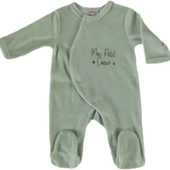 Les Chatounets Pyjama en velours Pieuve Blanc/Rose/Bleu/Vert/Gris 0-1 mois