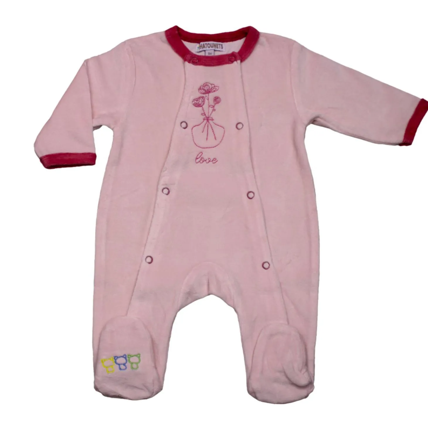 Les Chatounets Pyjama en velours Pieuve Blanc cassé 0 mois