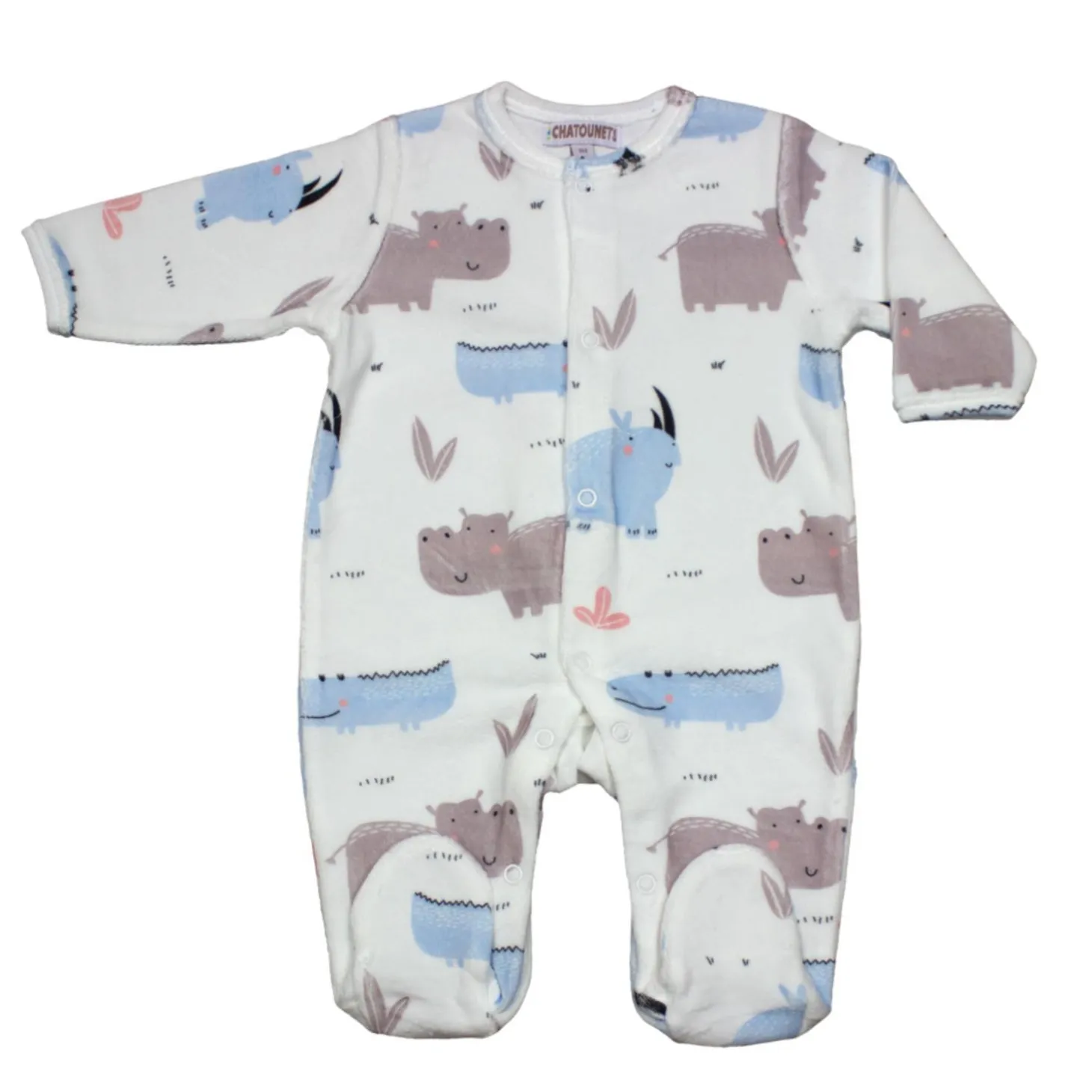 Les Chatounets Pyjama Hippo Bleu 0 mois
