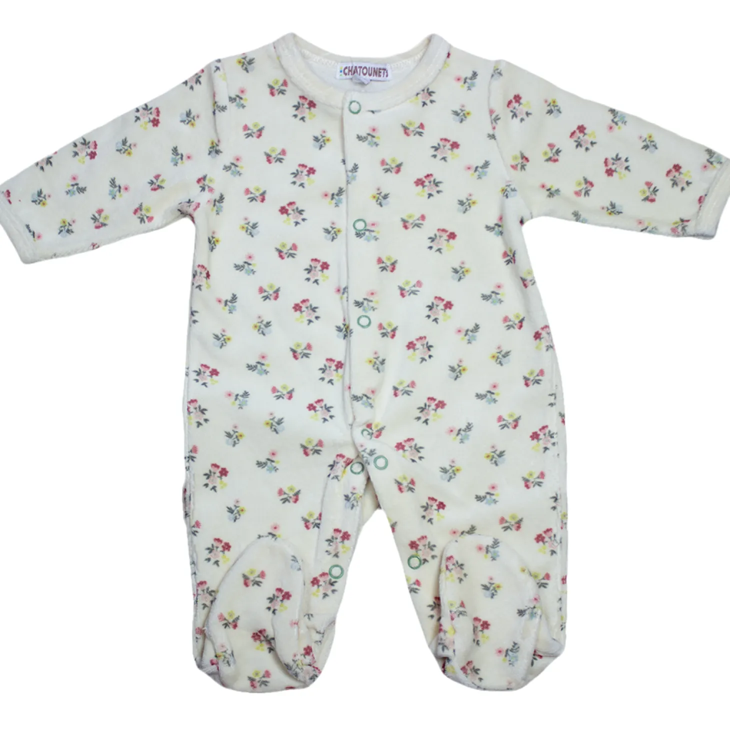 Les Chatounets Pyjama velours Pivoines Multicolore