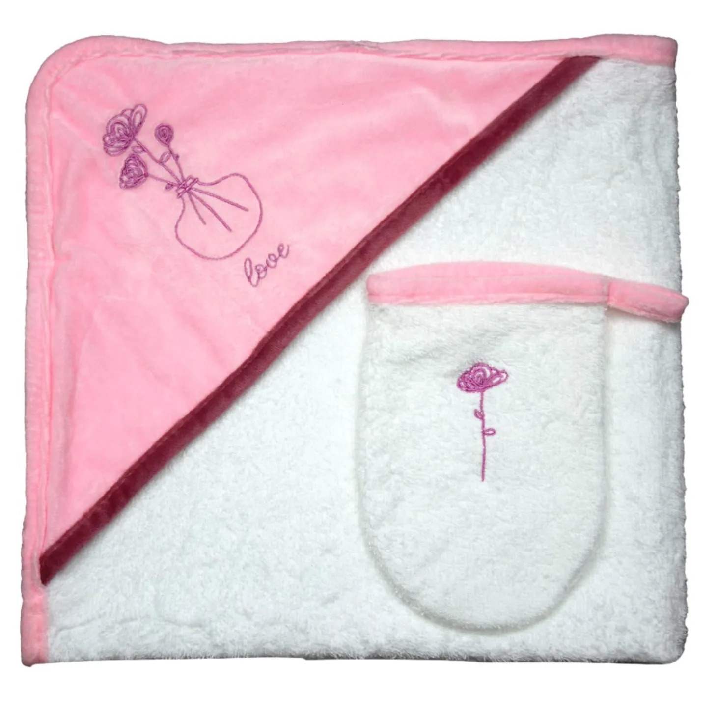 Les Chatounets Sortie de bain Skateboard Blanc/Rose