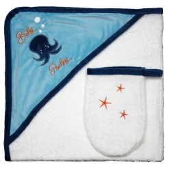 Les Chatounets                    Sortie de bain Skateboard    Blanc/Marine