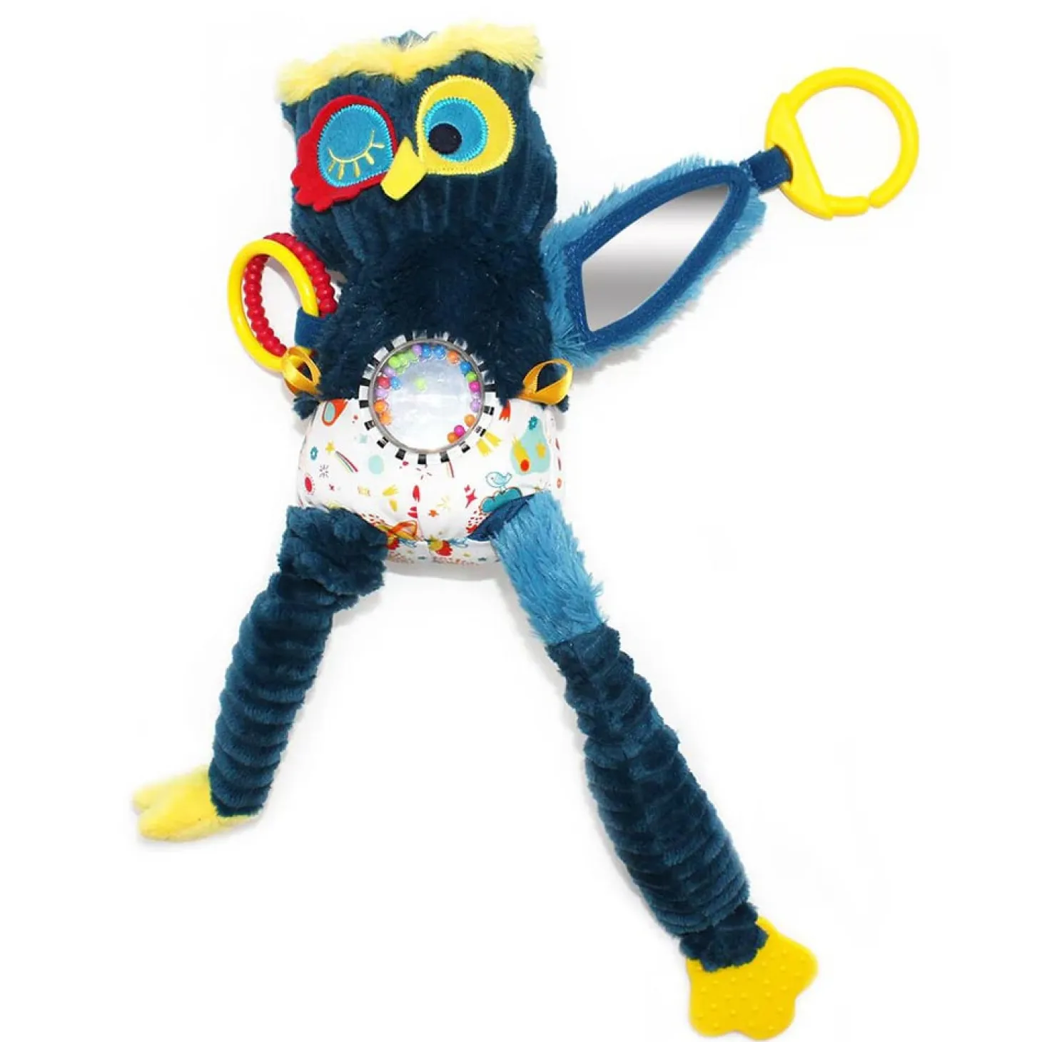 Les Déglingos Peluche d'activités nomade Astros le hibou Bleu