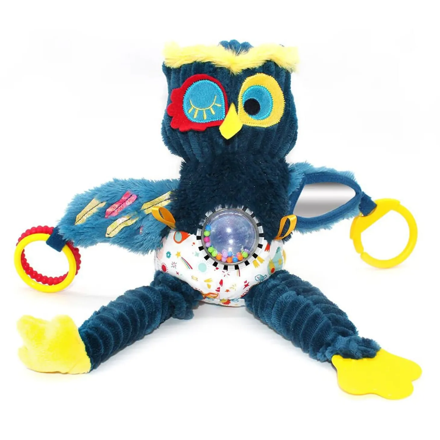 Les Déglingos Peluche d'activités nomade Astros le hibou Bleu