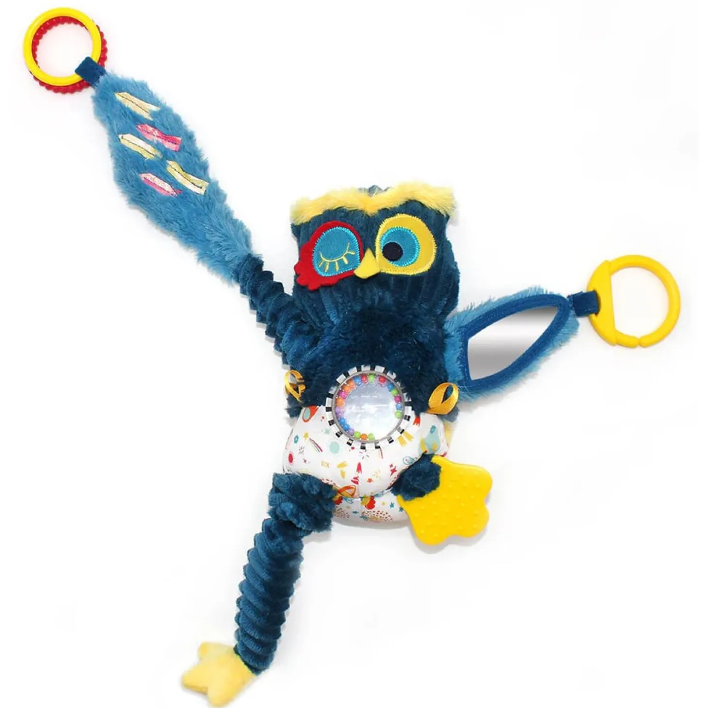 Les Déglingos Peluche d'activités nomade Astros le hibou Bleu