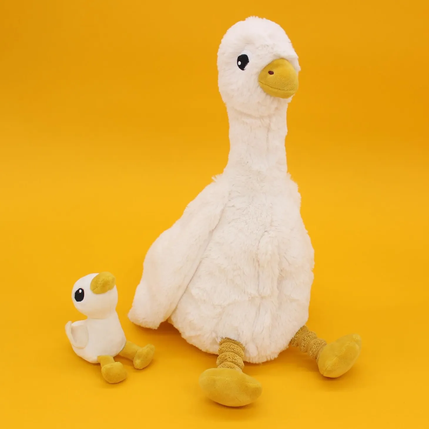 Les Déglingos Peluche Ptipotos Oie Maman/Bebe Blanc
