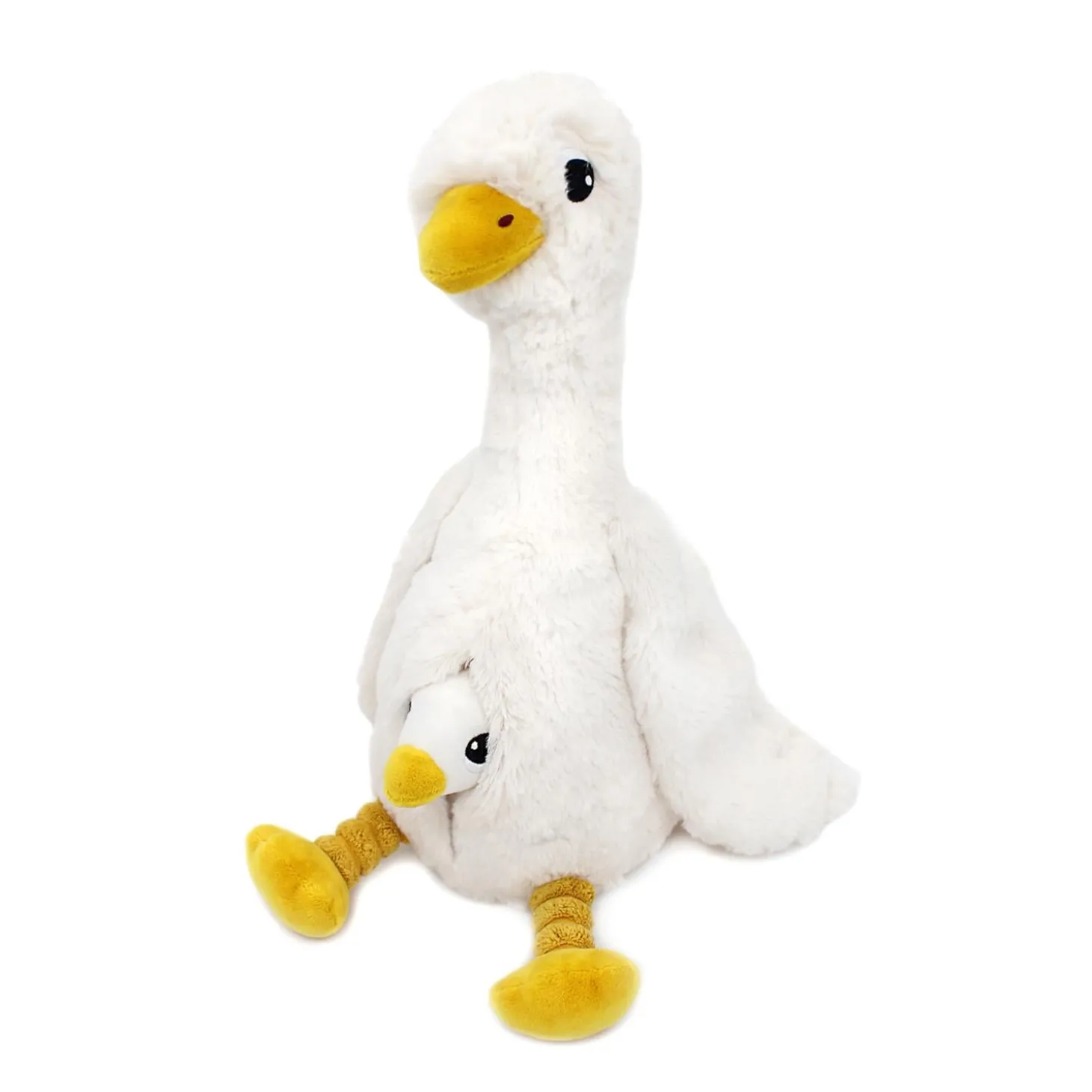 Les Déglingos Peluche Ptipotos Oie Maman/Bebe Blanc