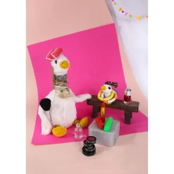 Les Déglingos Peluche Ptipotos Oie Maman/Bebe Blanc