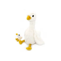 Les Déglingos Peluche Ptipotos Oie Maman/Bebe Blanc