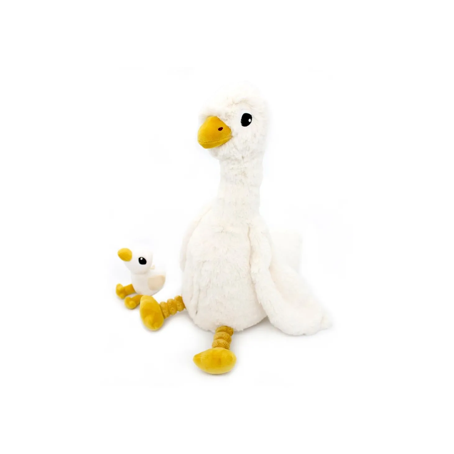 Les Déglingos Peluche Ptipotos Oie Maman/Bebe Blanc