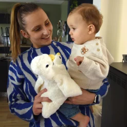 Les Déglingos Peluche Ptipotos Oie Maman/Bebe Blanc