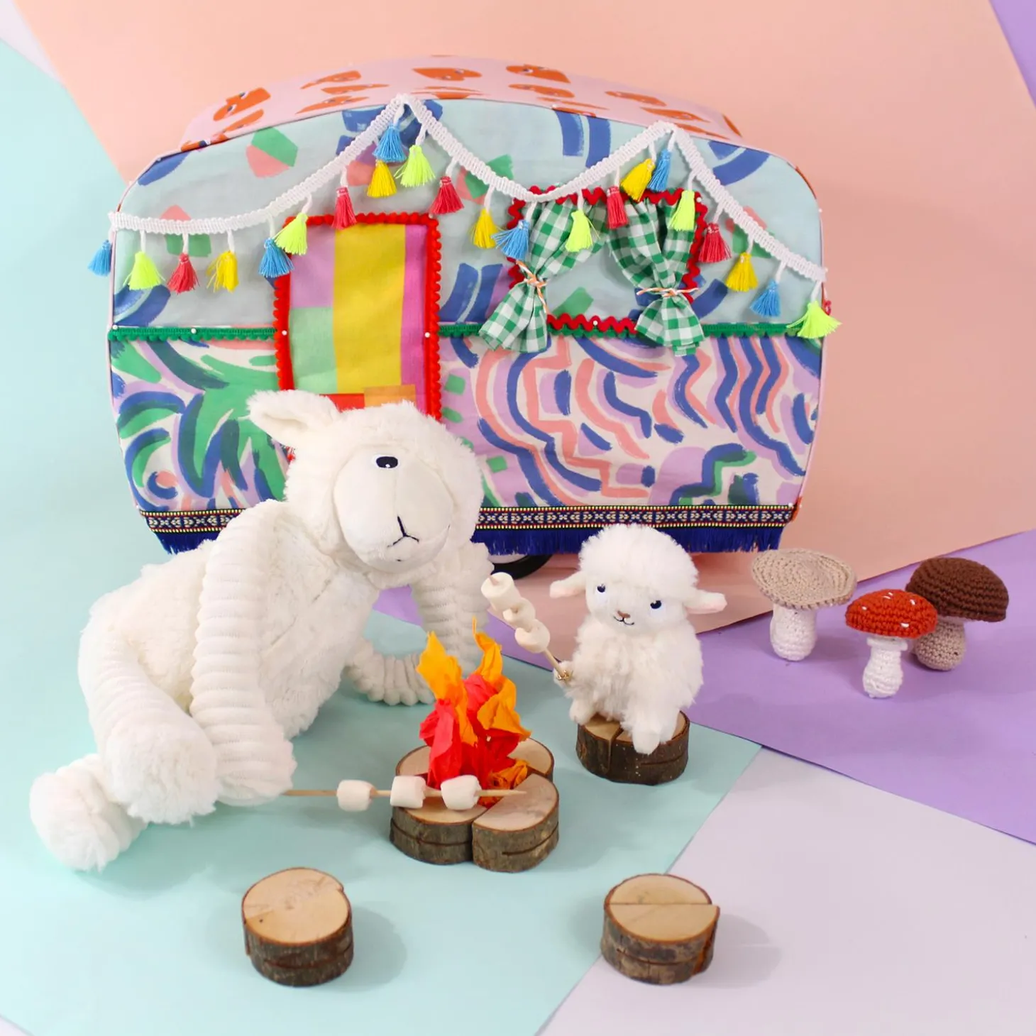 Les Déglingos Peluche Ptipotos Mouton Maman/Bebe Blanc