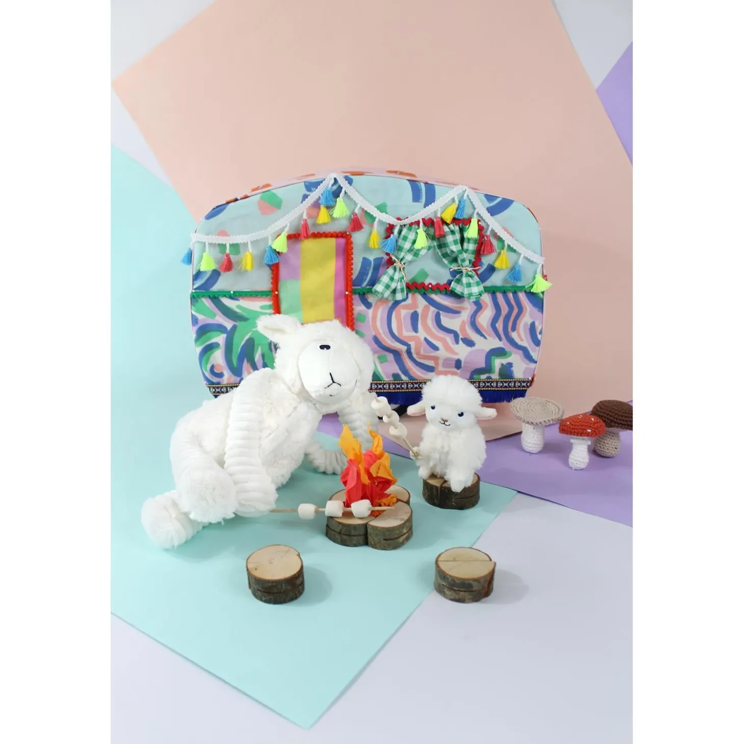 Les Déglingos Peluche Ptipotos Mouton Maman/Bebe Blanc