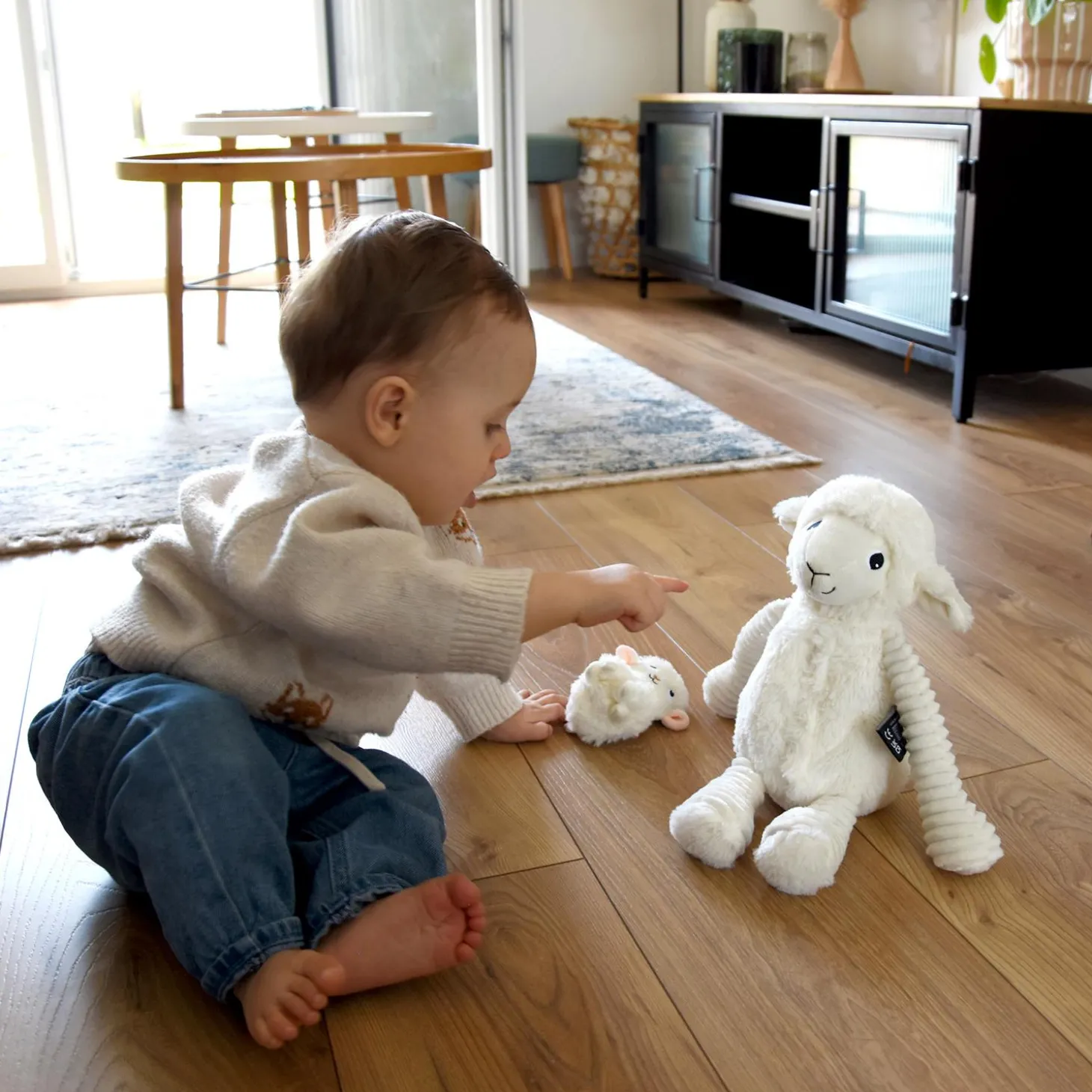Les Déglingos Peluche Ptipotos Mouton Maman/Bebe Blanc