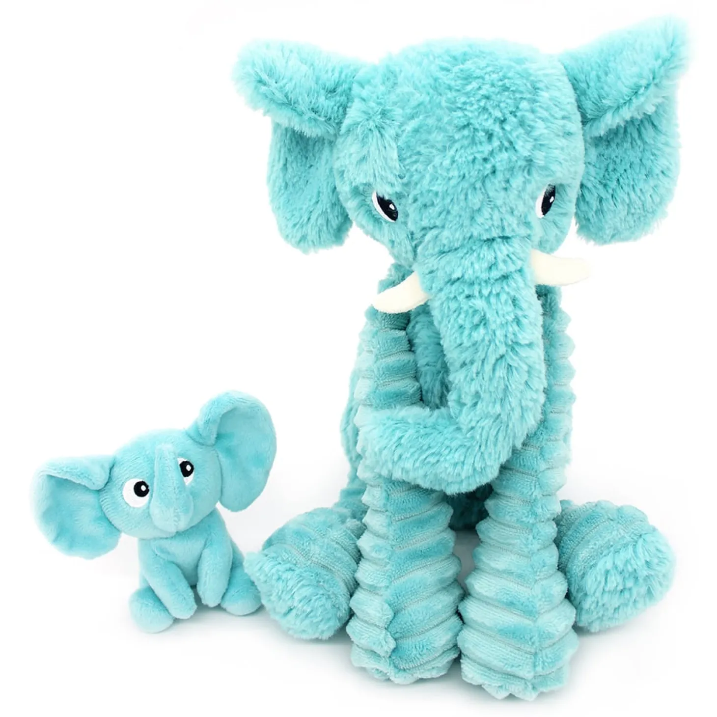 Les Déglingos Peluche Ptipotos Elephant Maman/Bebe Aqua