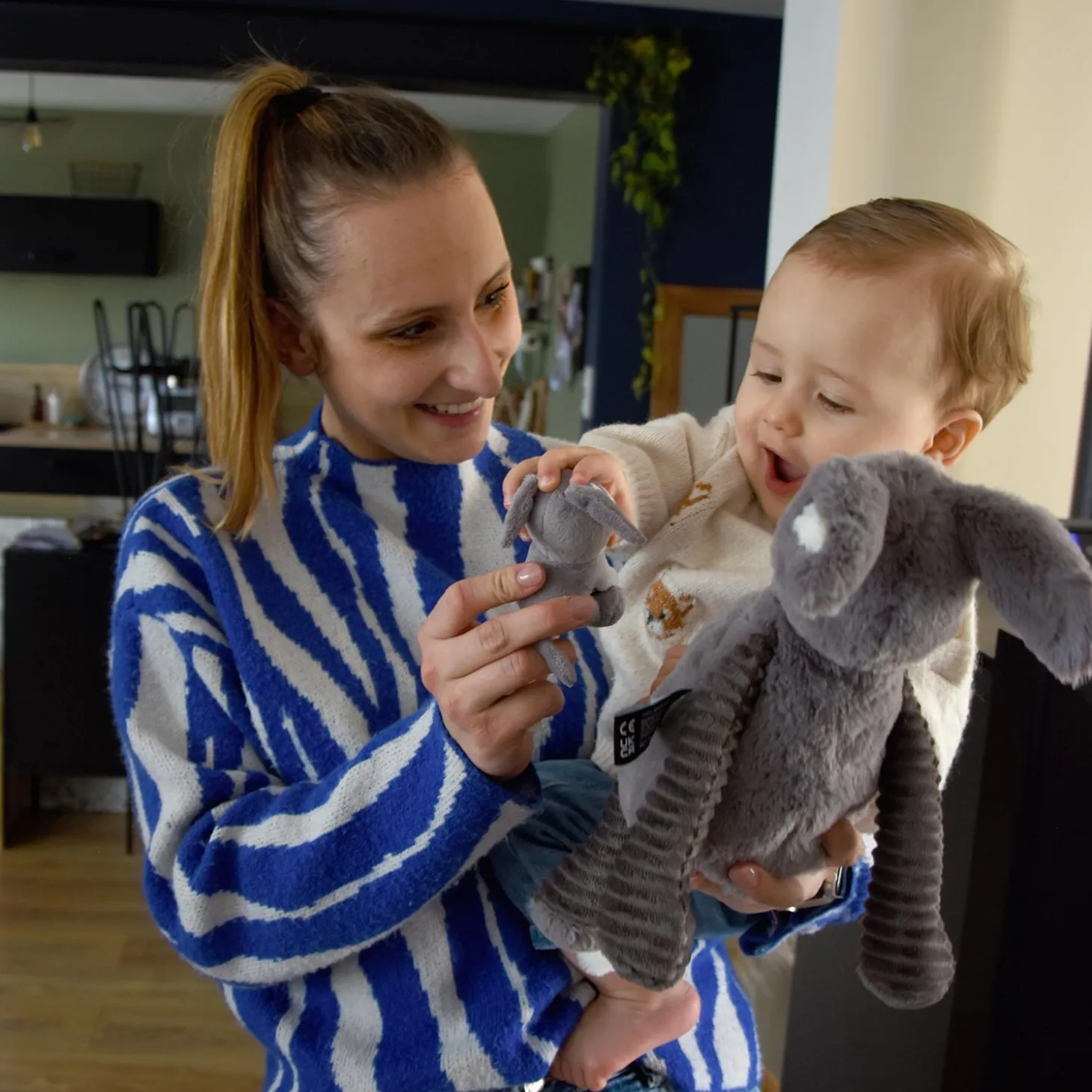 Les Déglingos Peluche Ptipotos Ane Maman/Bebe Gris