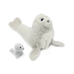 Les Déglingos                    Peluche Ptipotos Otarie Maman/Bebe    Gris Clair