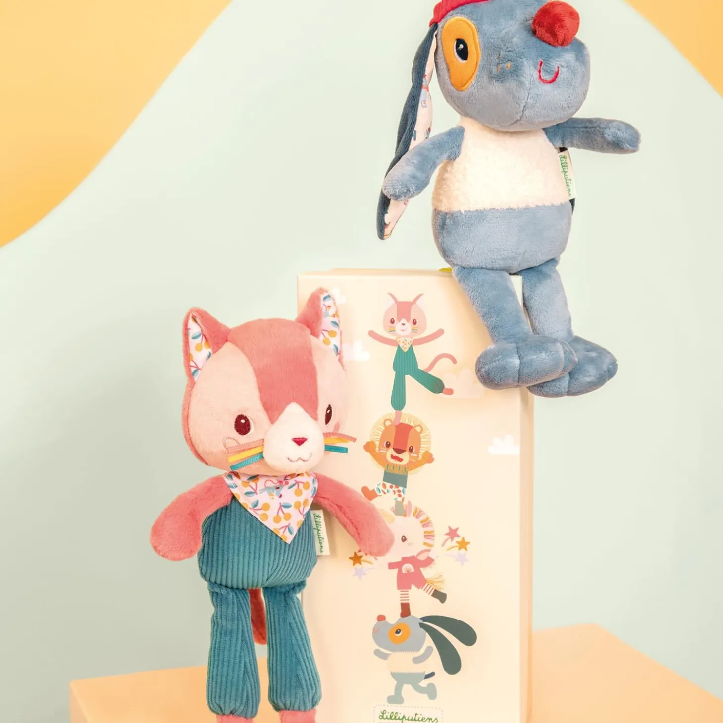 Lilliputiens Peluche Caline Jeanne Rose/ Bleu