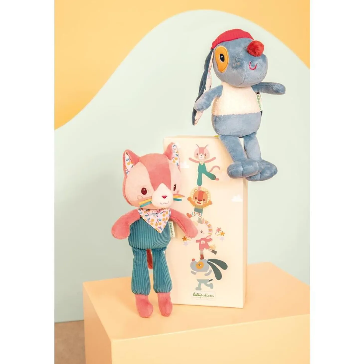 Lilliputiens Peluche Caline Jeanne Rose/ Bleu