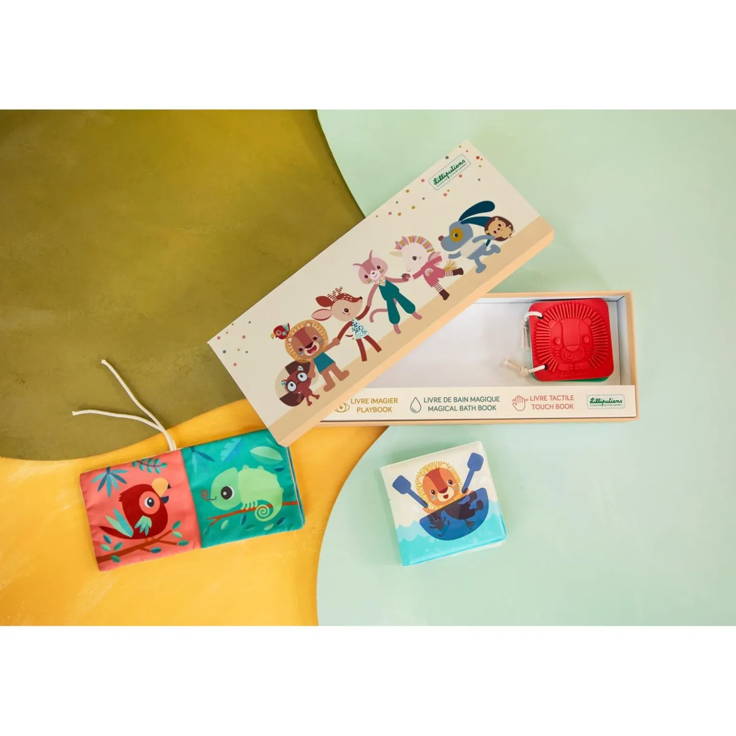 Lilliputiens Set de naissance 3 Livres Sensoriels Jungle Multicolore 03 mois