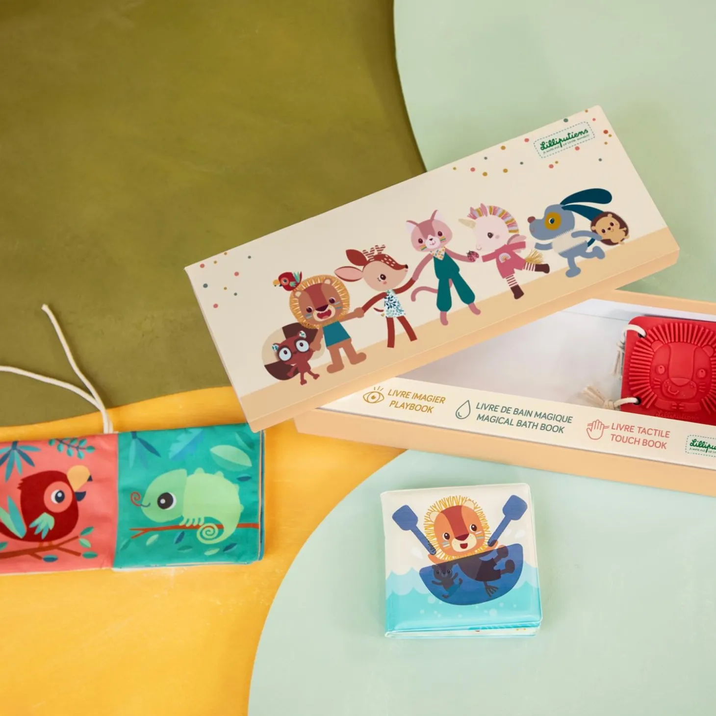 Lilliputiens Set de naissance 3 Livres Sensoriels Jungle Multicolore 03 mois