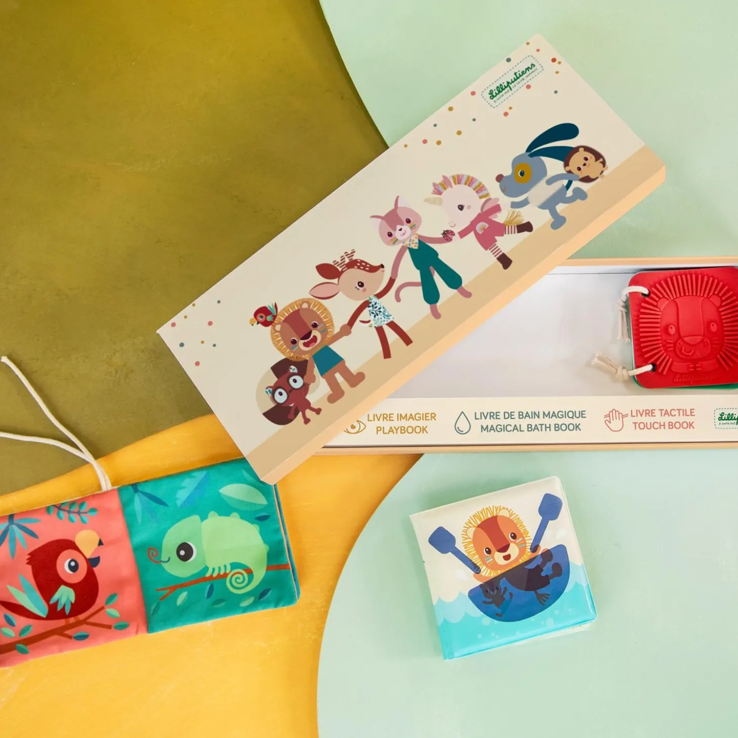Lilliputiens Set de naissance 3 Livres Sensoriels Jungle Multicolore 03 mois