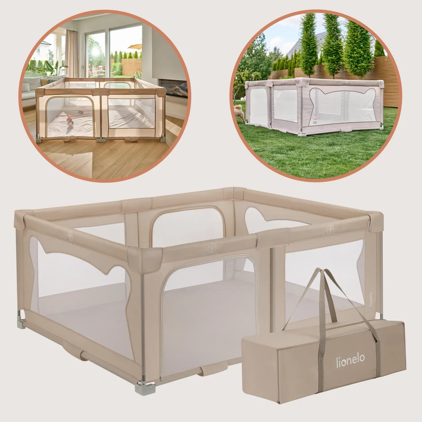 Lionelo Parc bébé Florence Easy Fold Beige Sand du nouveau-né à 4 ans