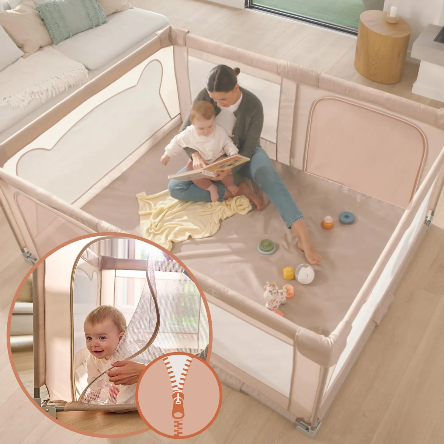 Lionelo Parc bébé Florence Easy Fold Beige Sand du nouveau-né à 4 ans
